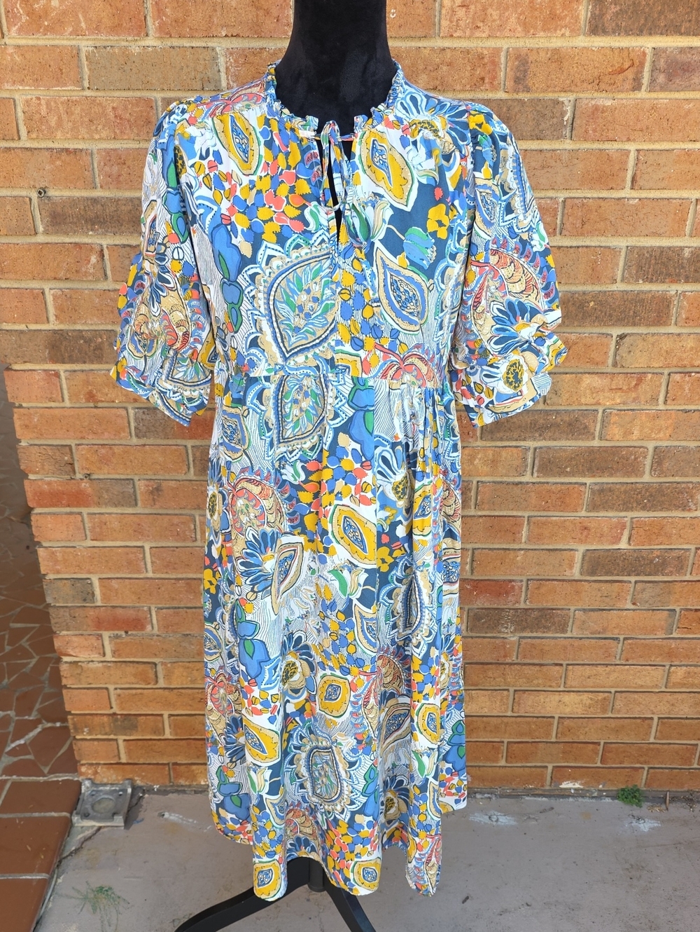 Umgee Blue Paisley Floral Midi Dress